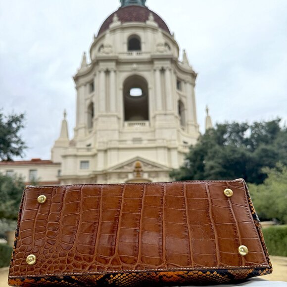 Bianca Brown Embossed Snake Top Handle Bag - Picture 4 of 8